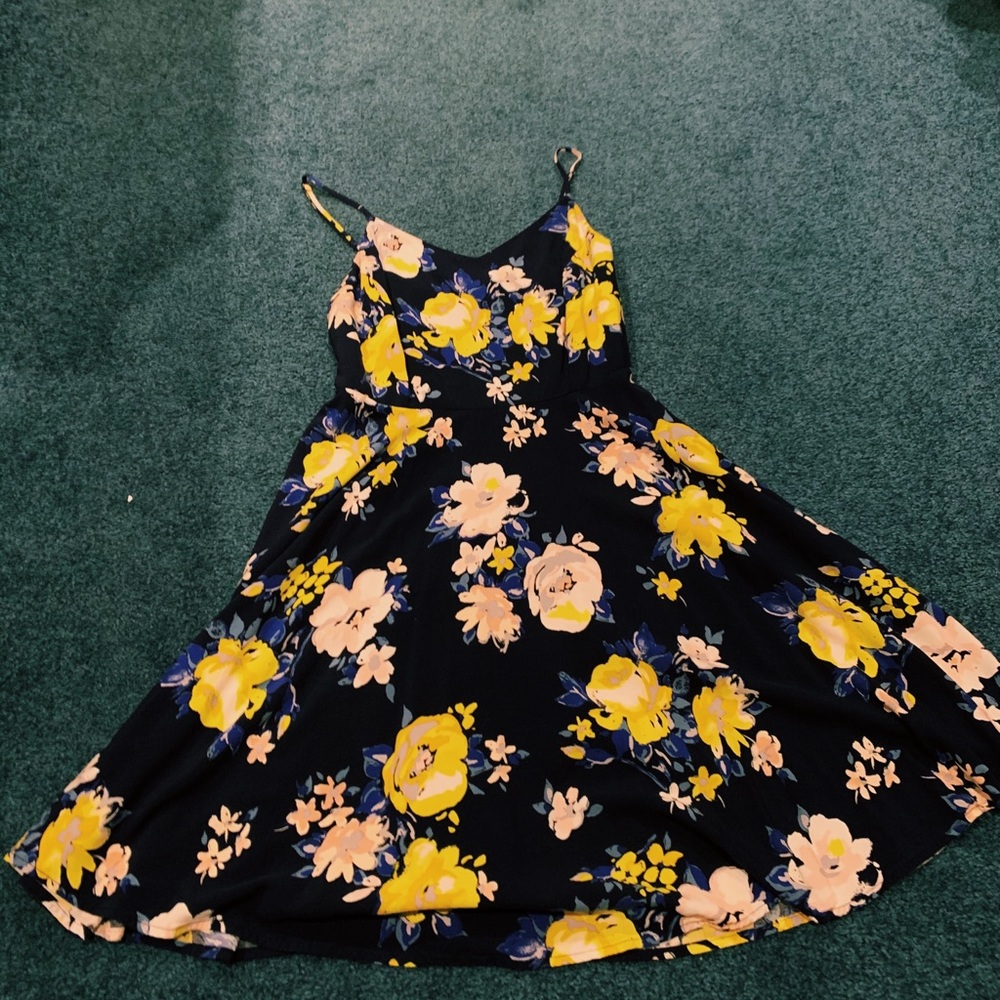 Blue and yellow floral sun dress!